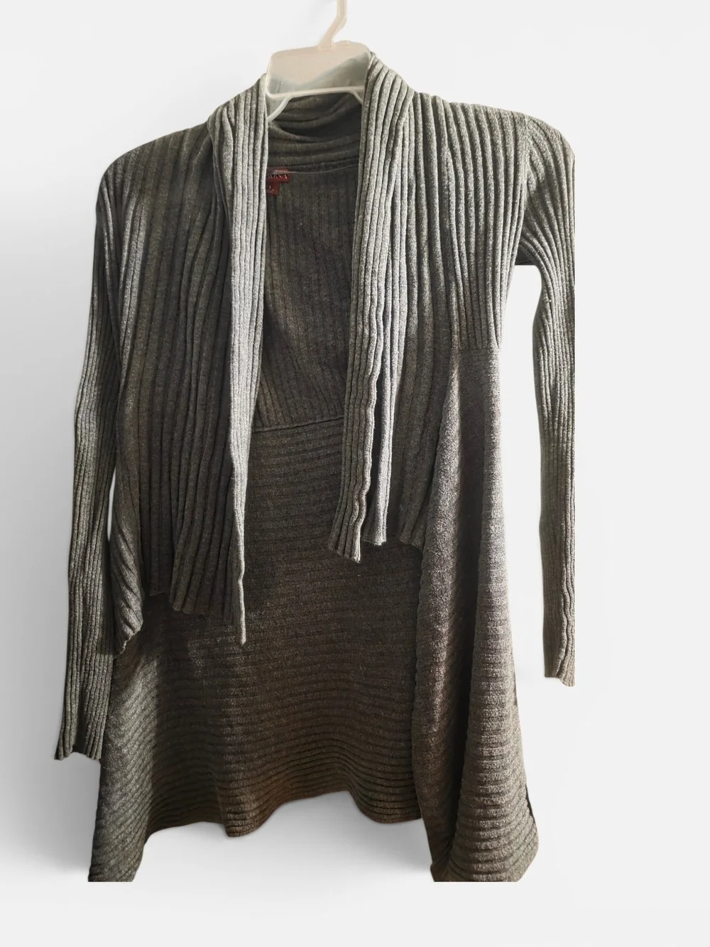 Ribbed Open-Front Women’s Sweater Cardigan - Gray
